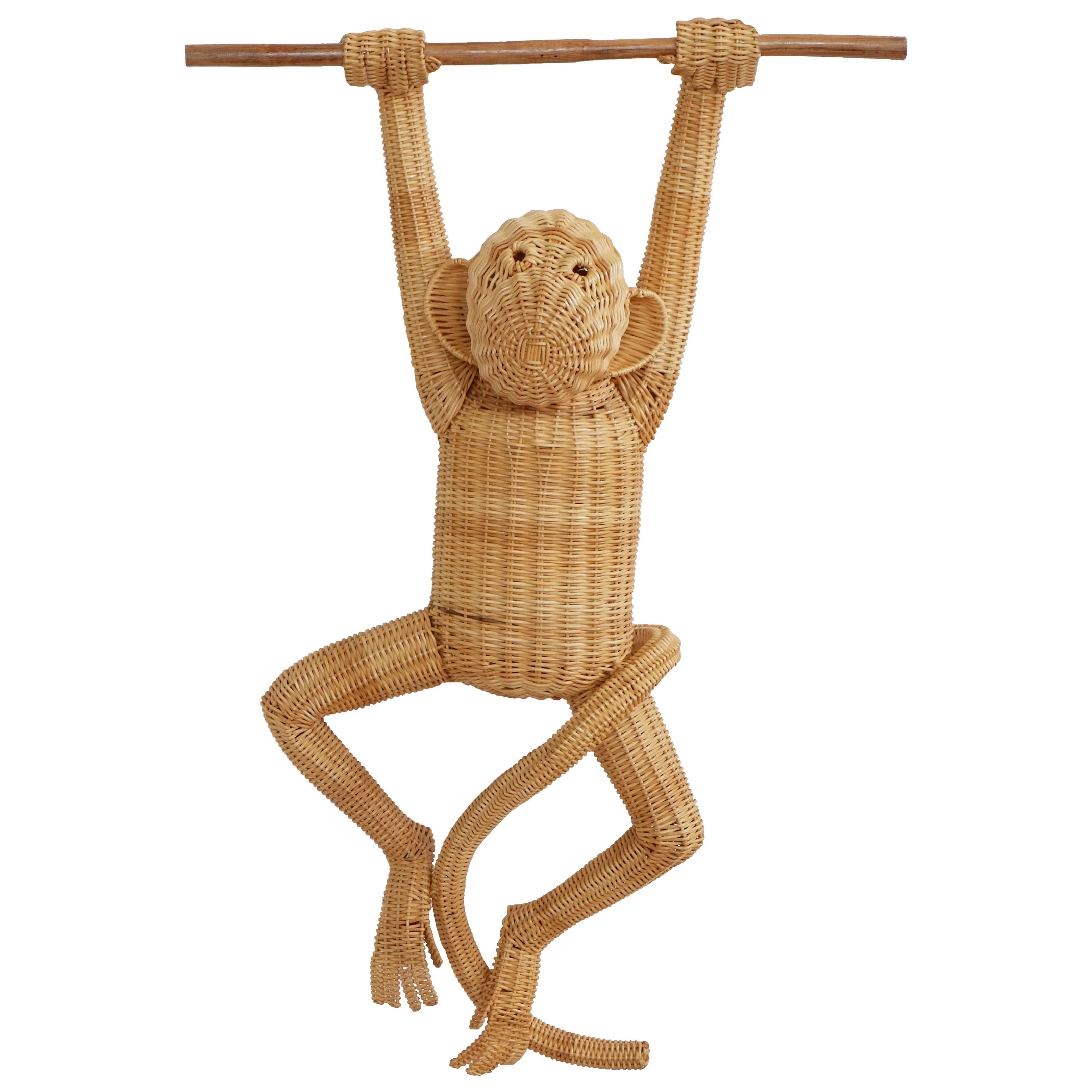 Handmade Wicker Jumpsuit Attached to a Wooden Branch  For Sale