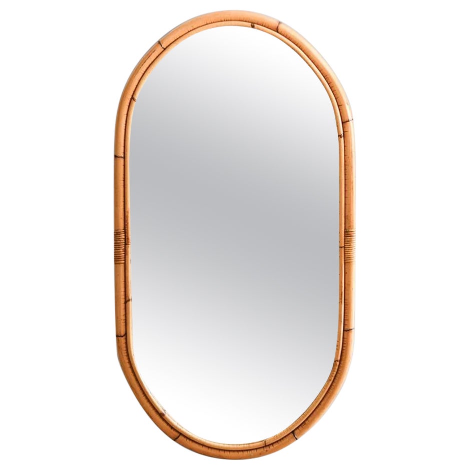 Large oval bamboo mirror, 1980
