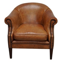  Vintage Dutch Cognac Colored Leather Club Chair
