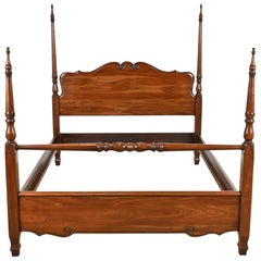 Harden Furniture French Provincial Carved Cherry Wood Queen Size Poster Bed