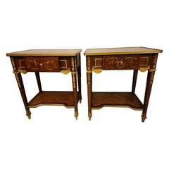 Vintage Regence Style Marquetry Side Tables 