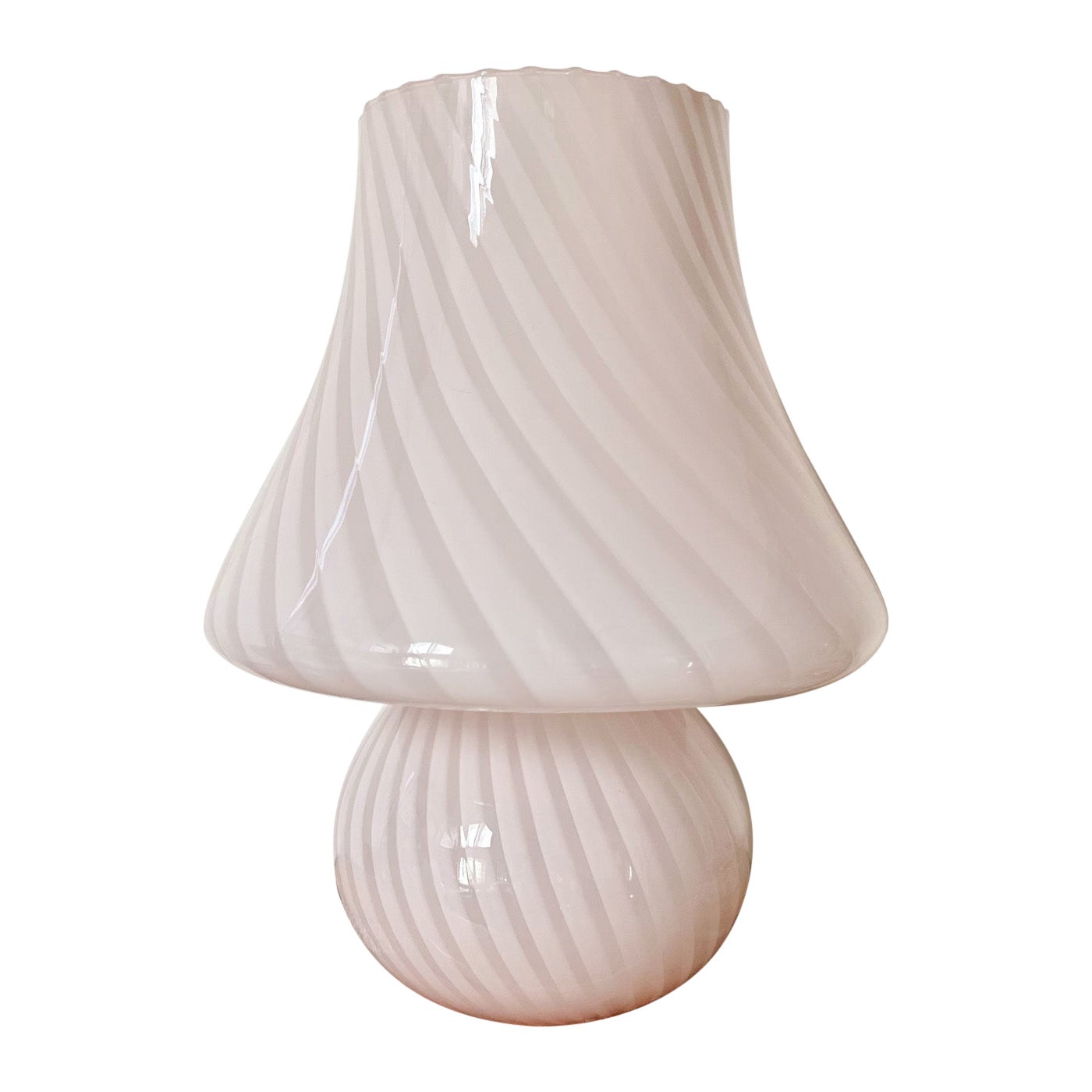 1970s Substantial Light Pink Murano Swirl Mushroom Lamp