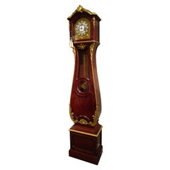 A  19th c French mahogany  and parquetry inlaid Grandfather clock. Gilt bronze