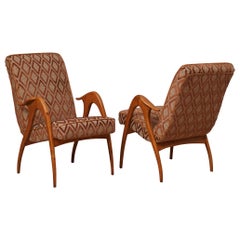 Malatesta e Mason Beech Wood and Fabric MidCentury ArmChairs, 1950