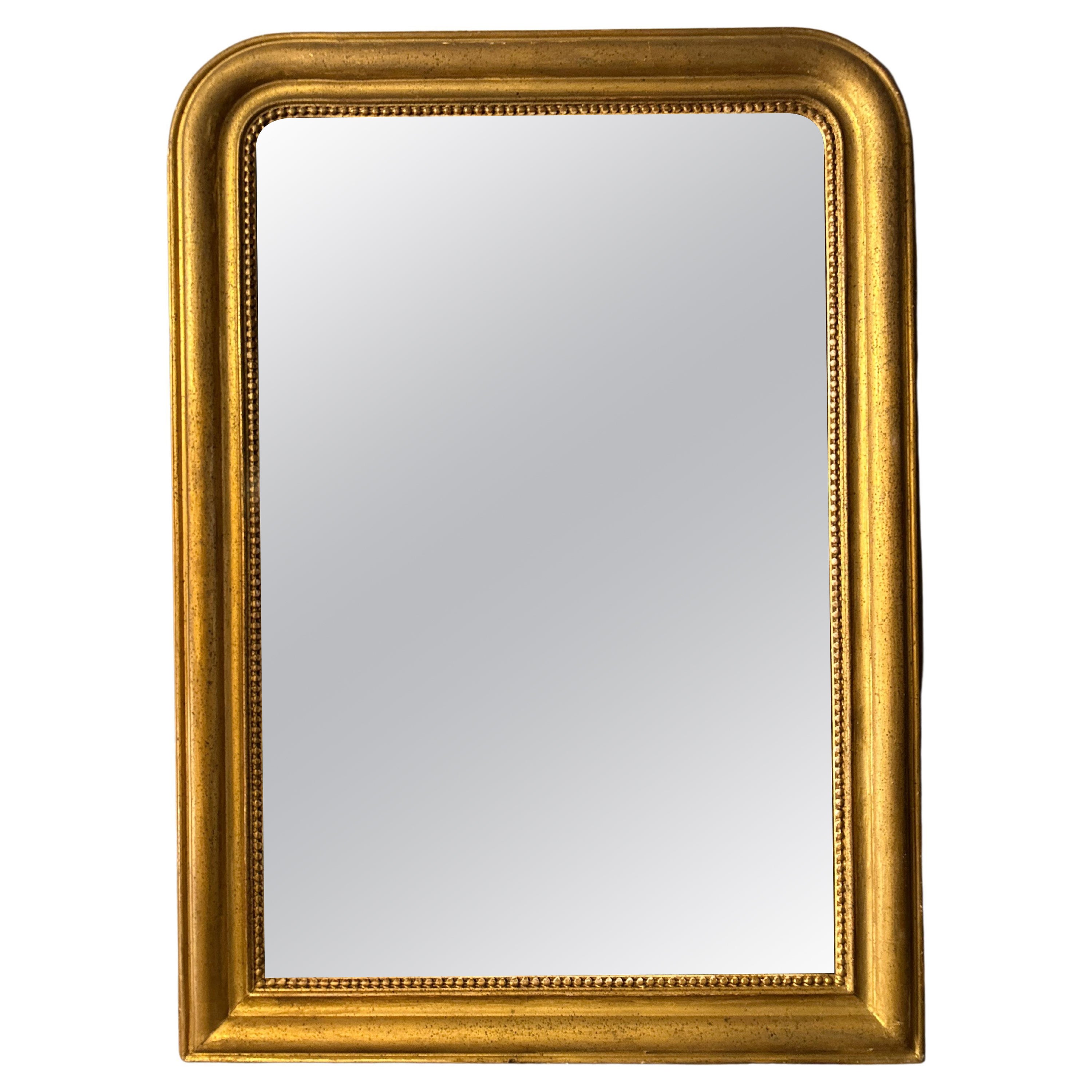 An Antique Gold Gilt Domed Top French Mirror 