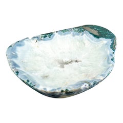 Natural Lace Agate with Amethyst and Rock Crystal Large Decorative Bowl