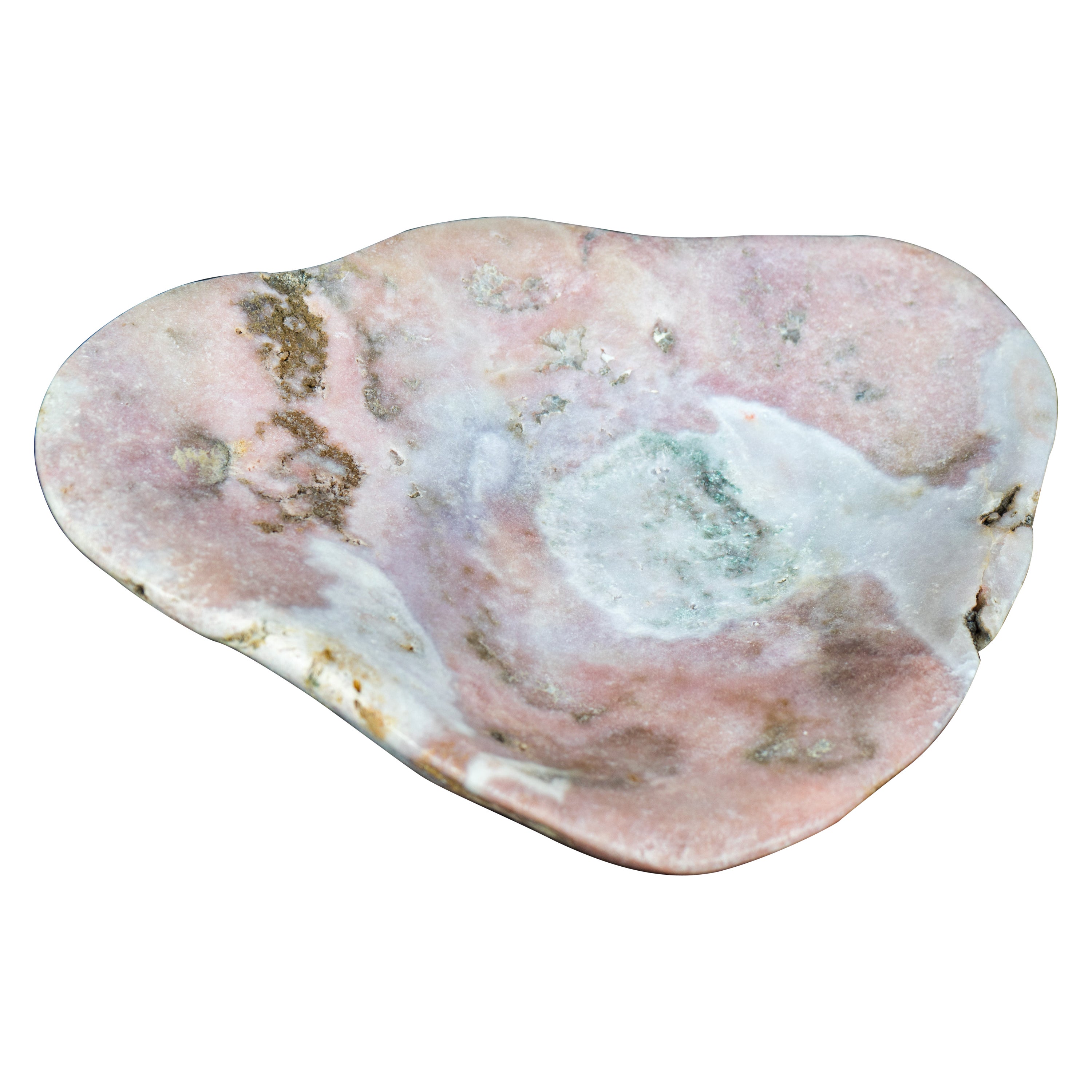 Natural Hand Carved Pink Amethyst Crystal Bowl For Sale