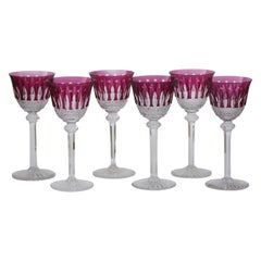 Ensemble de 6 verres Roemer en améthyste et cristal de St. Louis, modèle Tommy