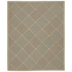 Rug & Kilim's Scandinavian Style Custom Kilim in Brown & Gray Geometric Pattern