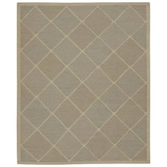 Rug & Kilim's Scandinavian Style Custom Kilim in Brown & Gray Geometric Pattern