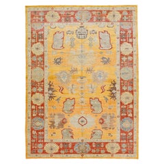 Modern Sultanabad Wool Rug Handmade In Yellow With Allover Design 