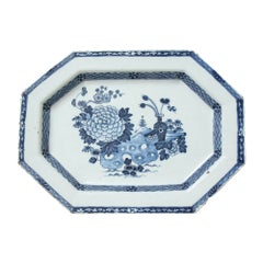 Antique Large Irish Delft Blue & White Serving Platter