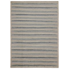 Rug & Kilim’s Scandinavian Style Rug in Beige and Blue Stripes