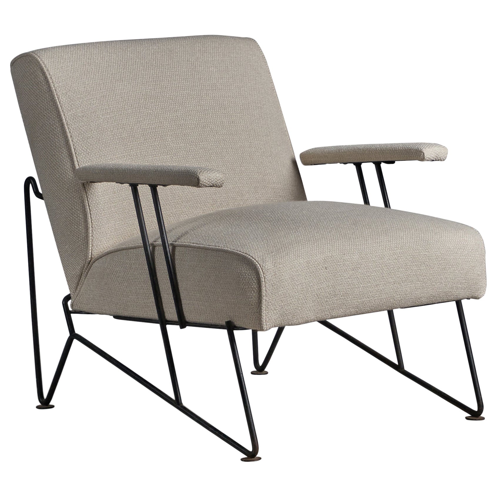 Dan Johnson, Lounge Chair, Iron, Fabric, USA, 1950s For Sale