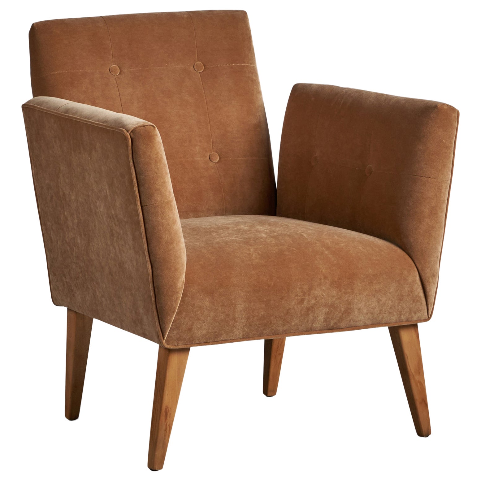 Diseñador americano, Silla de salón, Madera. Tela, EE.UU., años 30