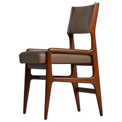 Gio Ponti, Dining Chair, Walnut, Leather, Italy, 1960s