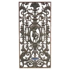 Antique French Cast Iron Painted Gate by La Fonderie de Tusey