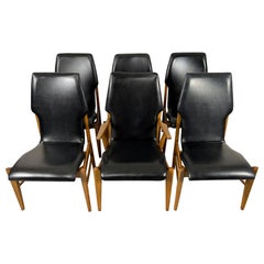 Six Bentwood Walnut Dining Chairs