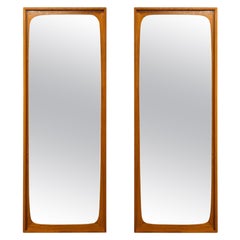 Mid Century Modern Pair of Teak Wood Danish Framed Mirrors