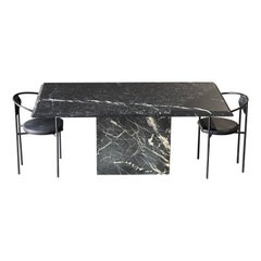 Vintage Nero Marquina Marble Dining Table