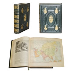 ANTIQUE 1868 ILLUSTRATED ALL ROUND THE WORLD BOOK INCLUDING HAND PAINTED MAPs