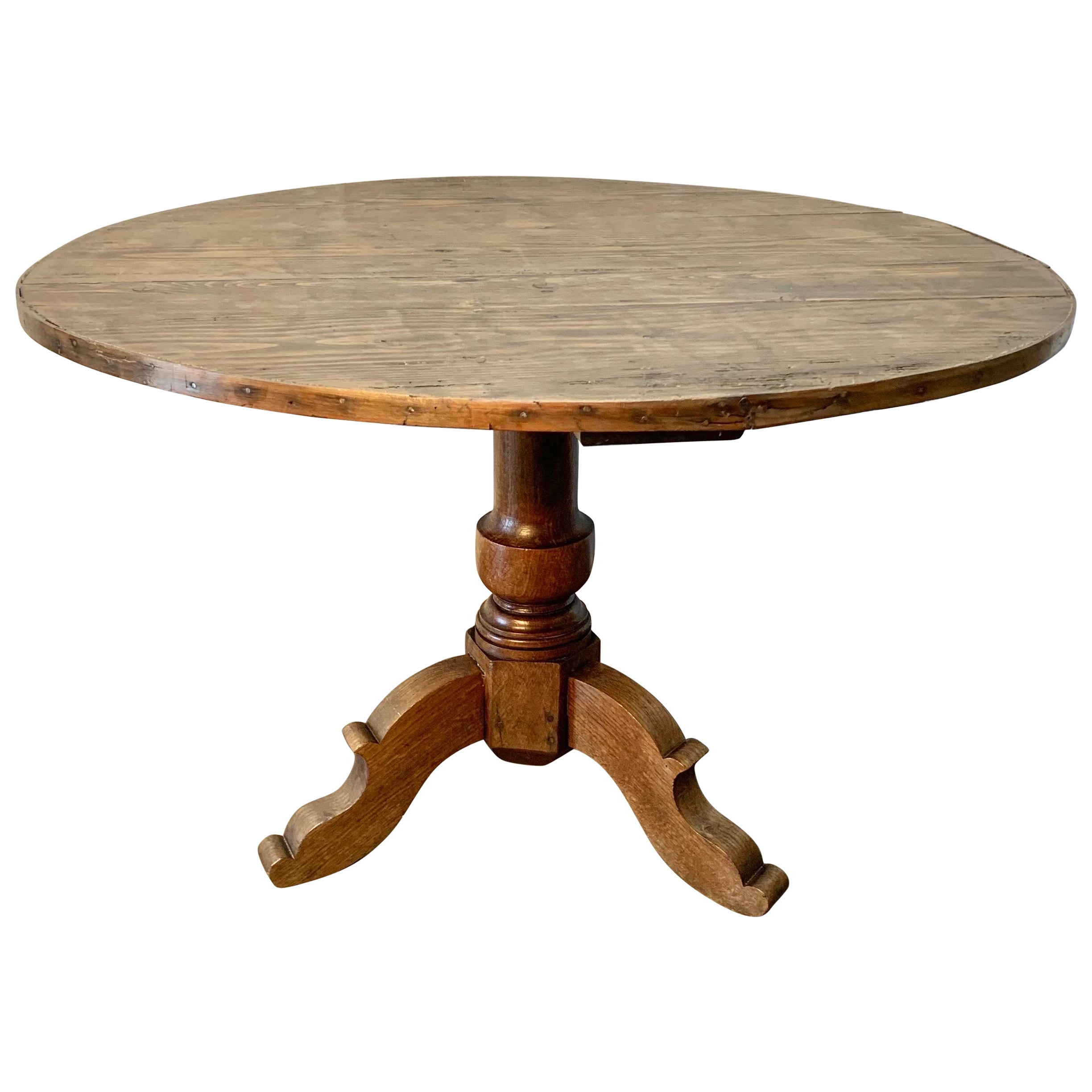 19th Century French Mixed Wood Center Table For Sale