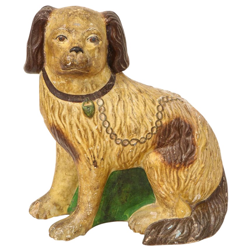 Chalkware Figure of a Seated Spaniel For Sale