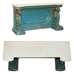 ANTIQUE CIRCA 1880 HAND CARVED WiTH GRIFFIN'S, CARRARA MARBLE TOP CONSOLE TABLe
