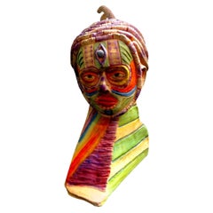 Tribal Style Clay Bust Sculpture