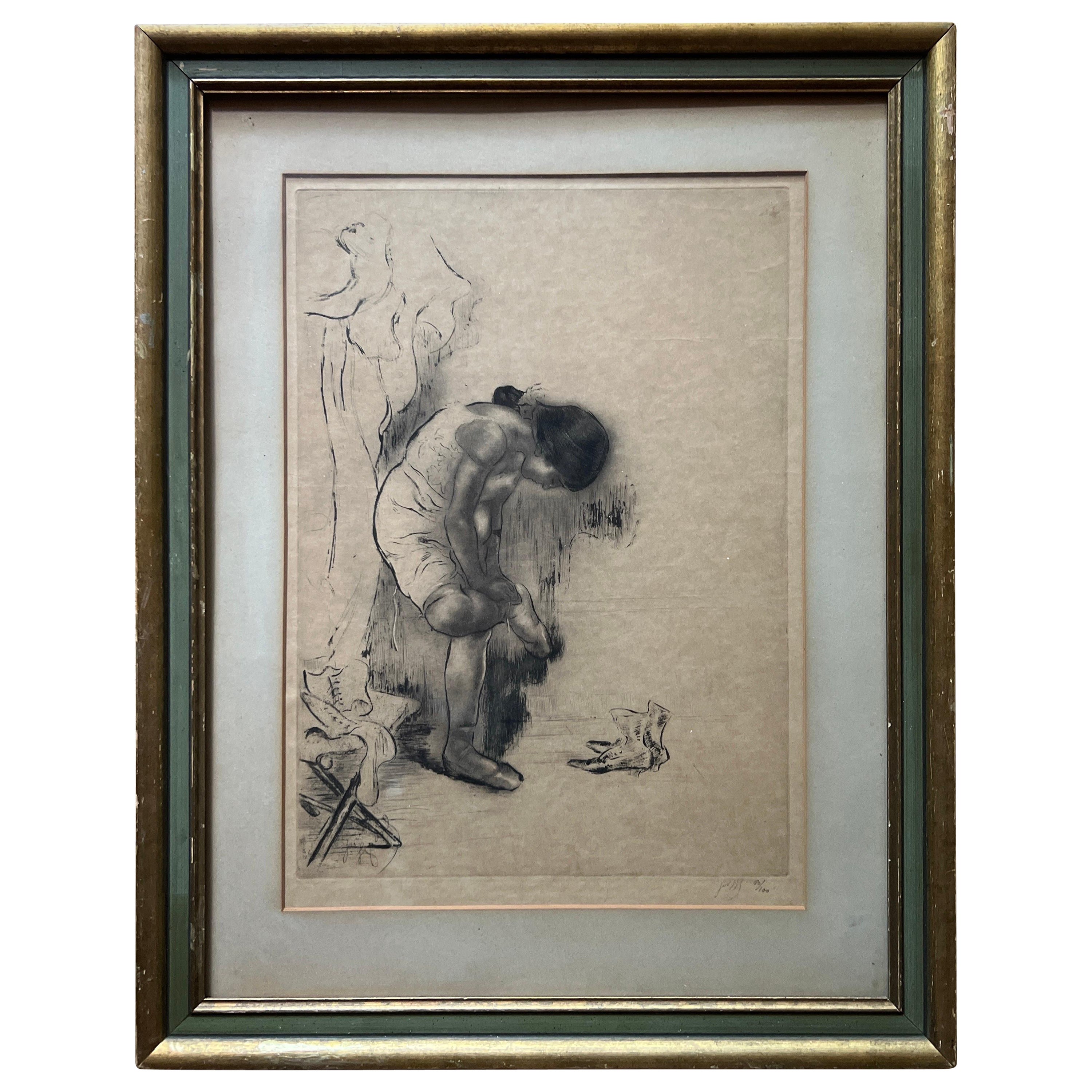 Louis Legrand (French, 1863-1951) "Ballet Dancer" Etching Circa 1908 For Sale