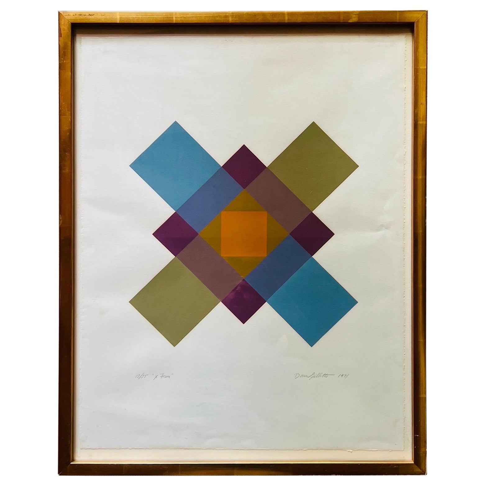 W. Dean Gillette (American, 1930-2008) "X Form" Serigraph Circa 1971 For Sale