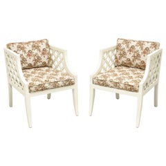 Used MARDEN Mid Century Ivory Painted Occasional Chairs - Pair