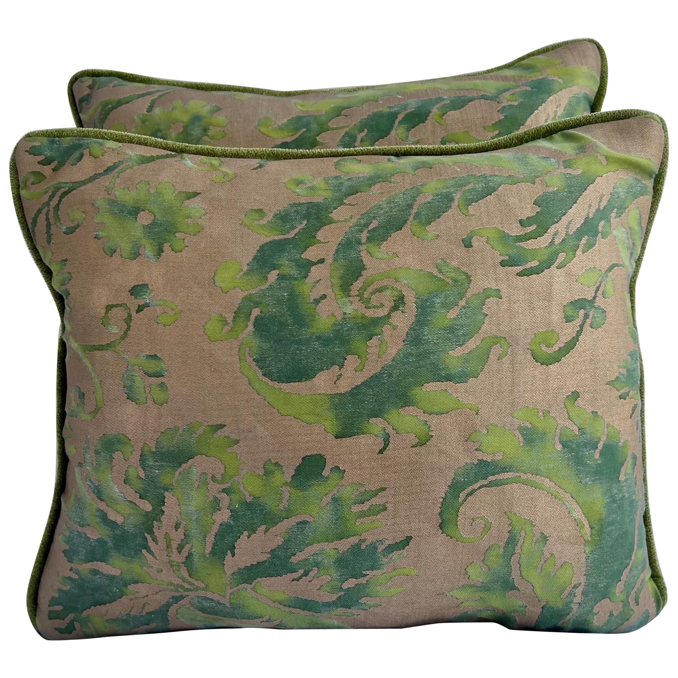 Pair of Bluish Green Fortuny Pillows 
