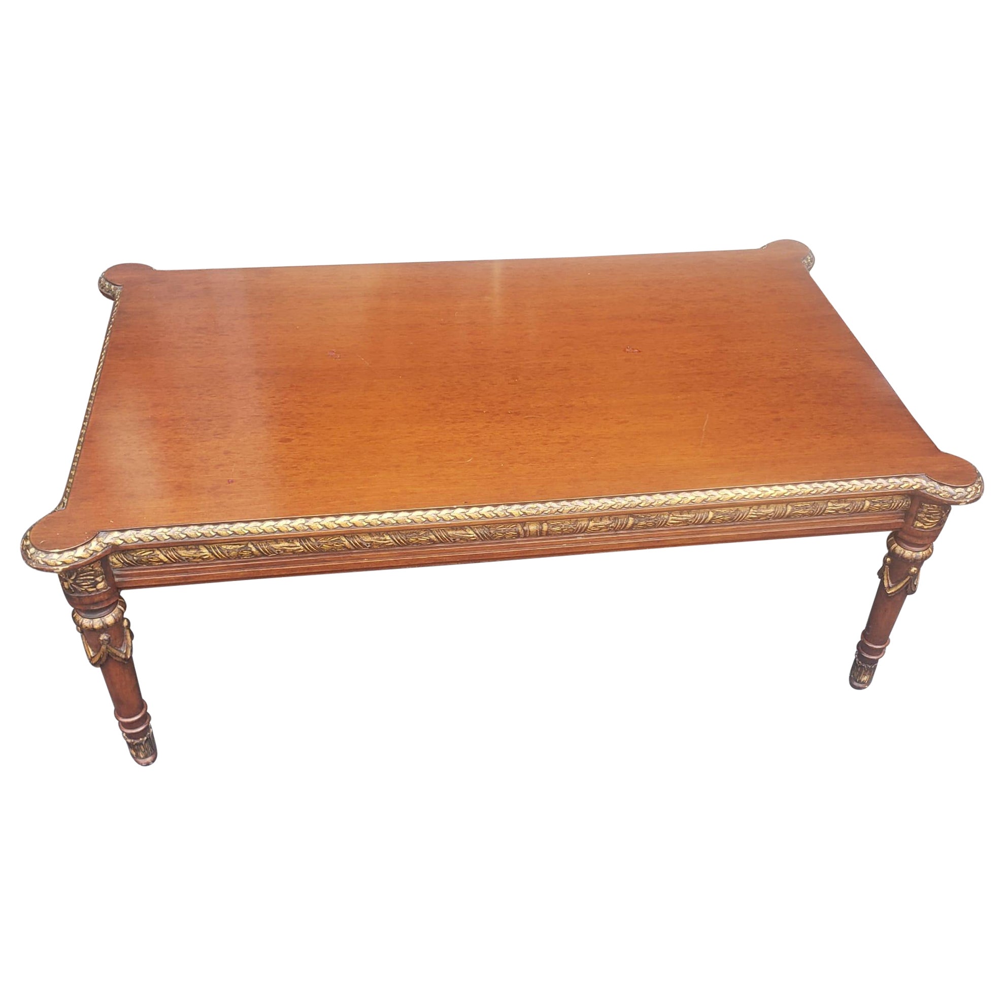 Mid-Century Empire Style Pacel Gilt and Mahogany Coffee Table