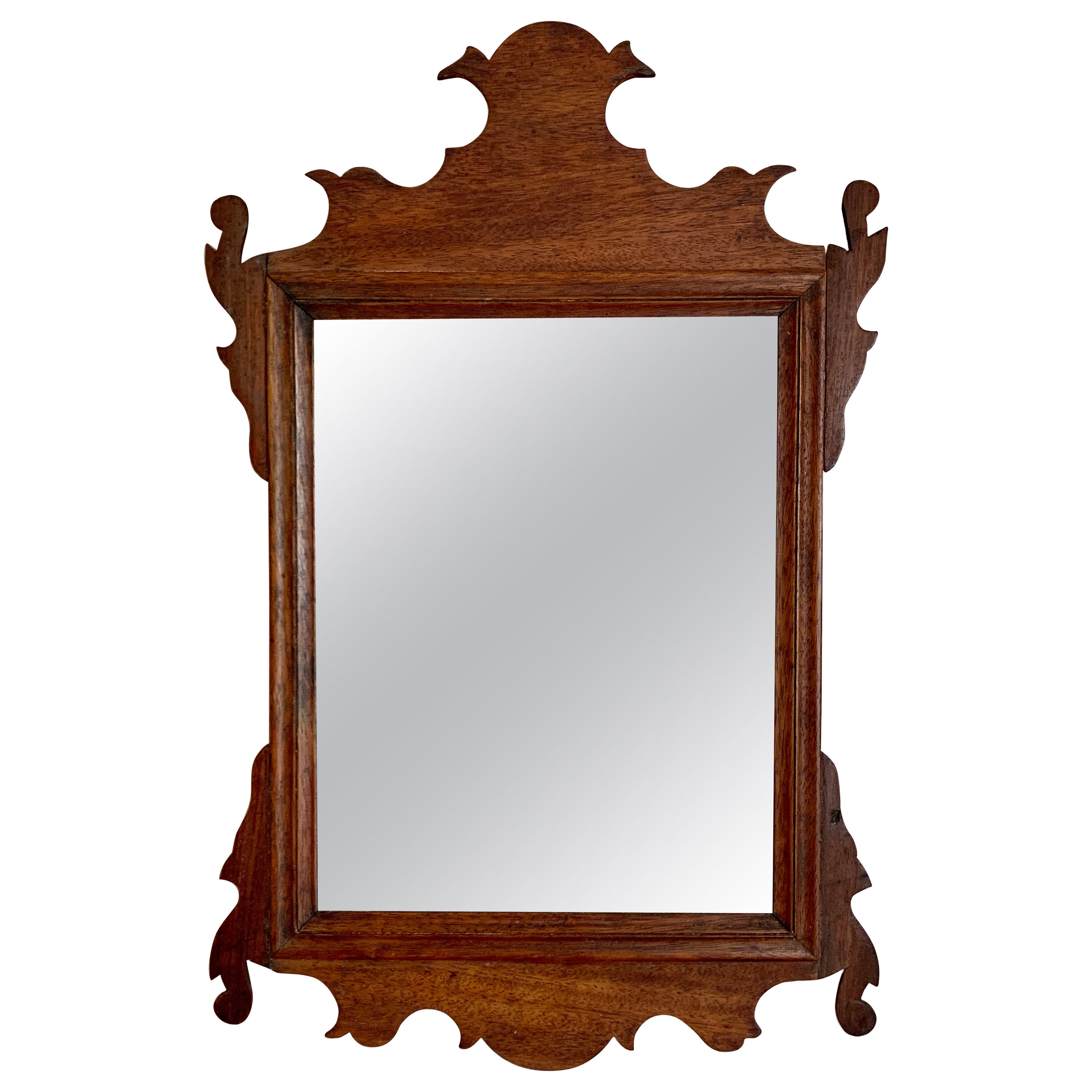 Antique Early American Chippendale Mahogany Mirror, fin du 18e siècle en vente