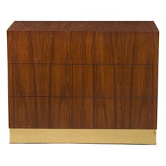 Milo Baughman American Mid-Century Rosewood and Brass Commode / Chest of Drawers