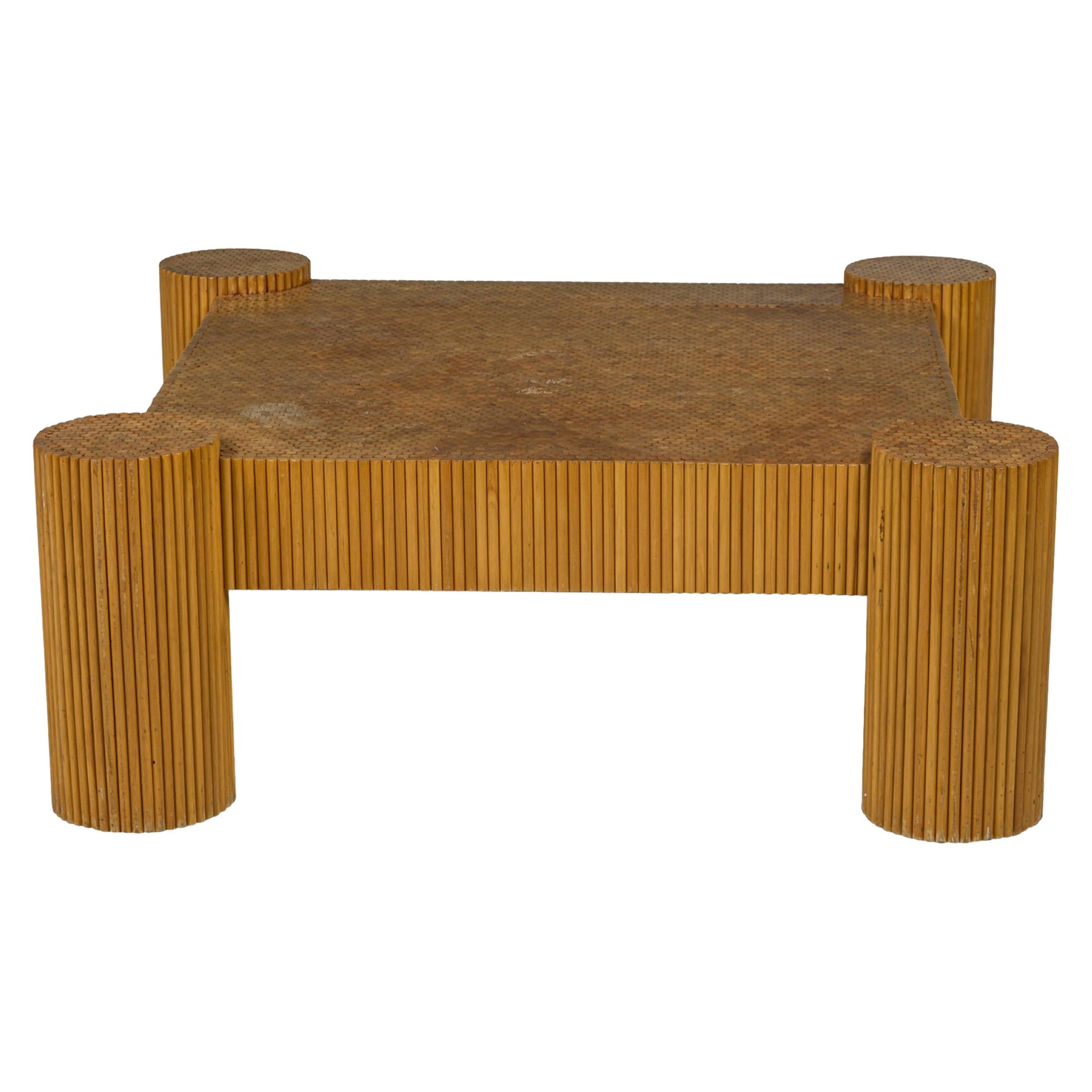 Ernest C. Masi American Mid-Century Bamboo Coffee Table For Sale