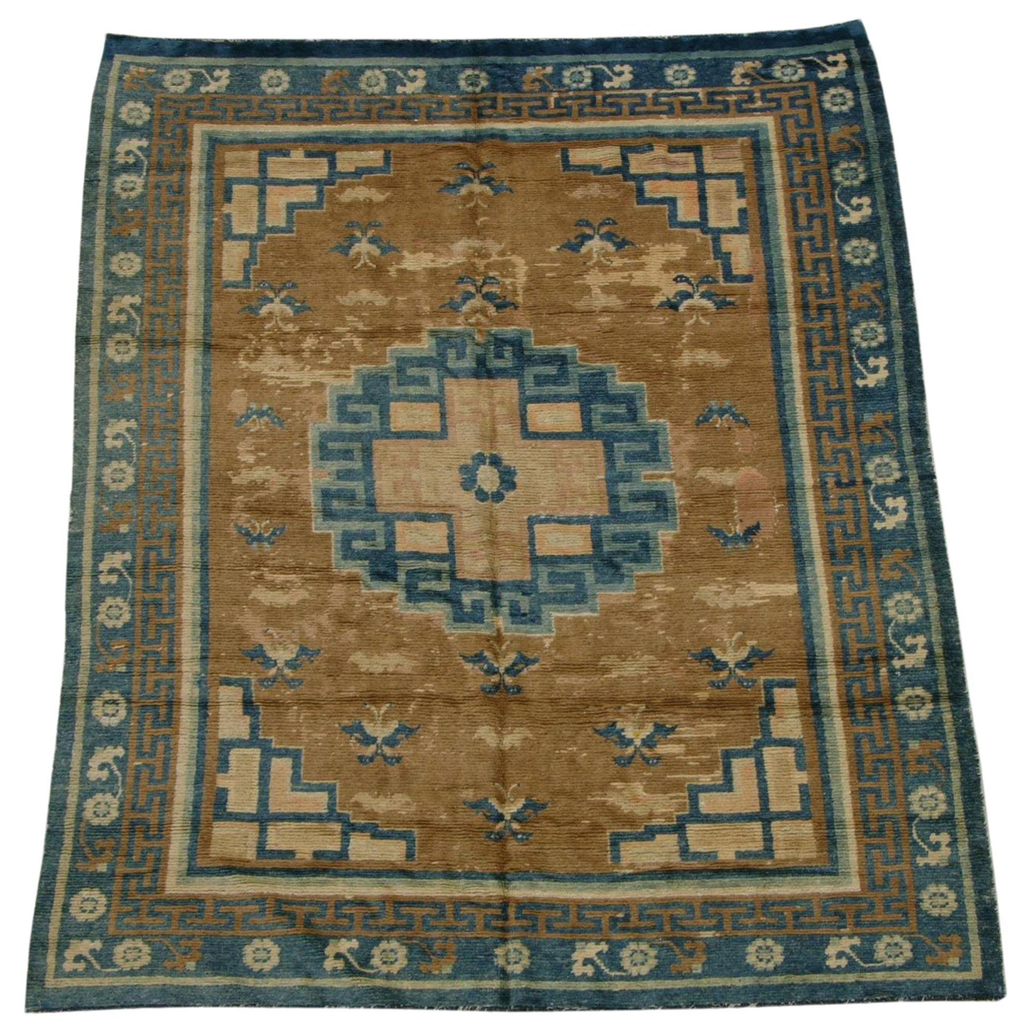 Antique Chinese Floral Design Rug For Sale