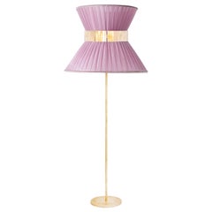 Tiffany Contemporary Floor Lamp 80 Onion Silk, Antiqued Brass, Silvered Glass