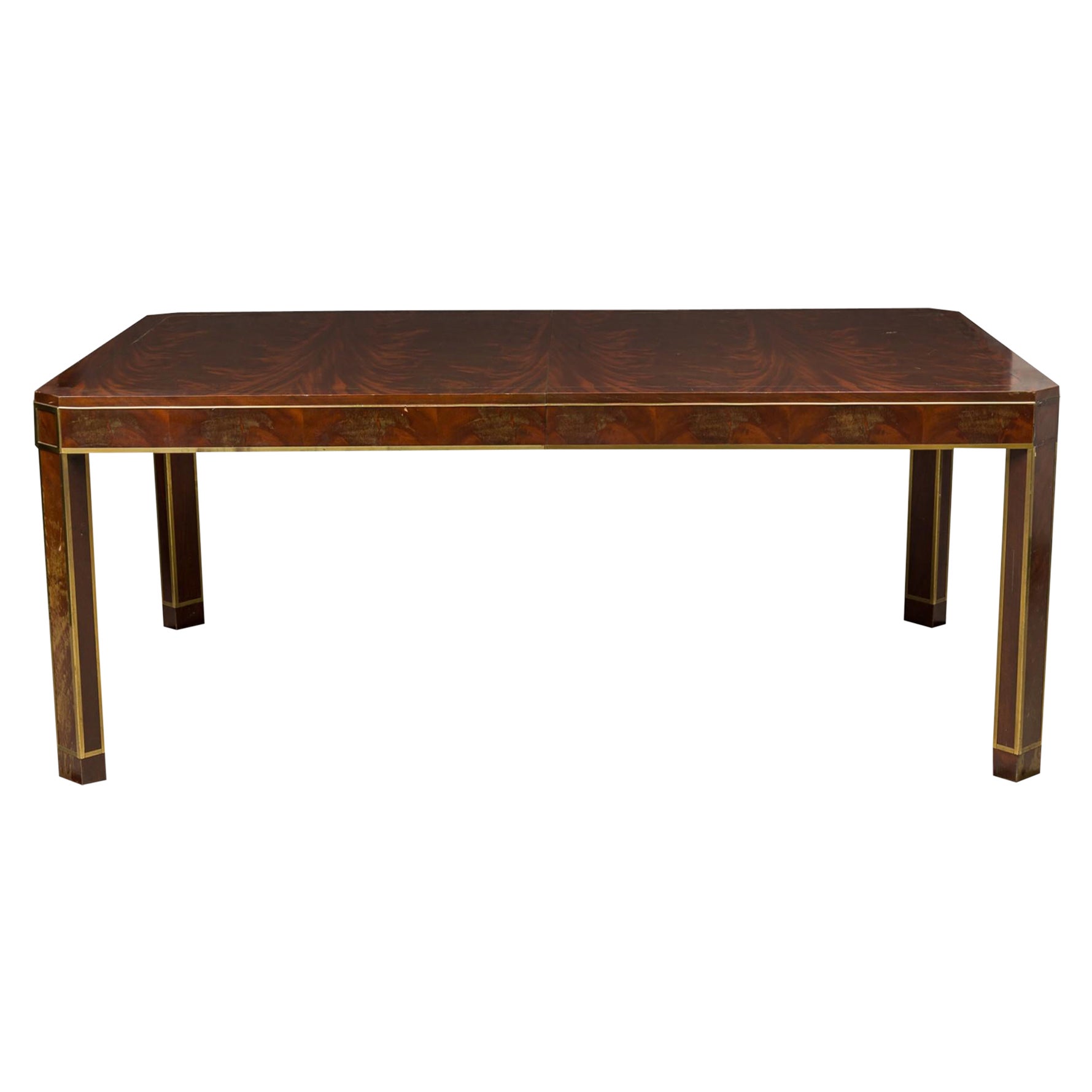 Russian Flame Mahogany Brass Trimmed Extention Dining / Conference Table For Sale