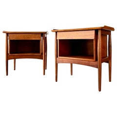 Rare Danish Walnut Floating Sculptural Nightstands Circa 1960 