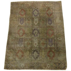 Antiquités 1900 - Tapis en soie turque de prière - 5'5'' X 3'10''