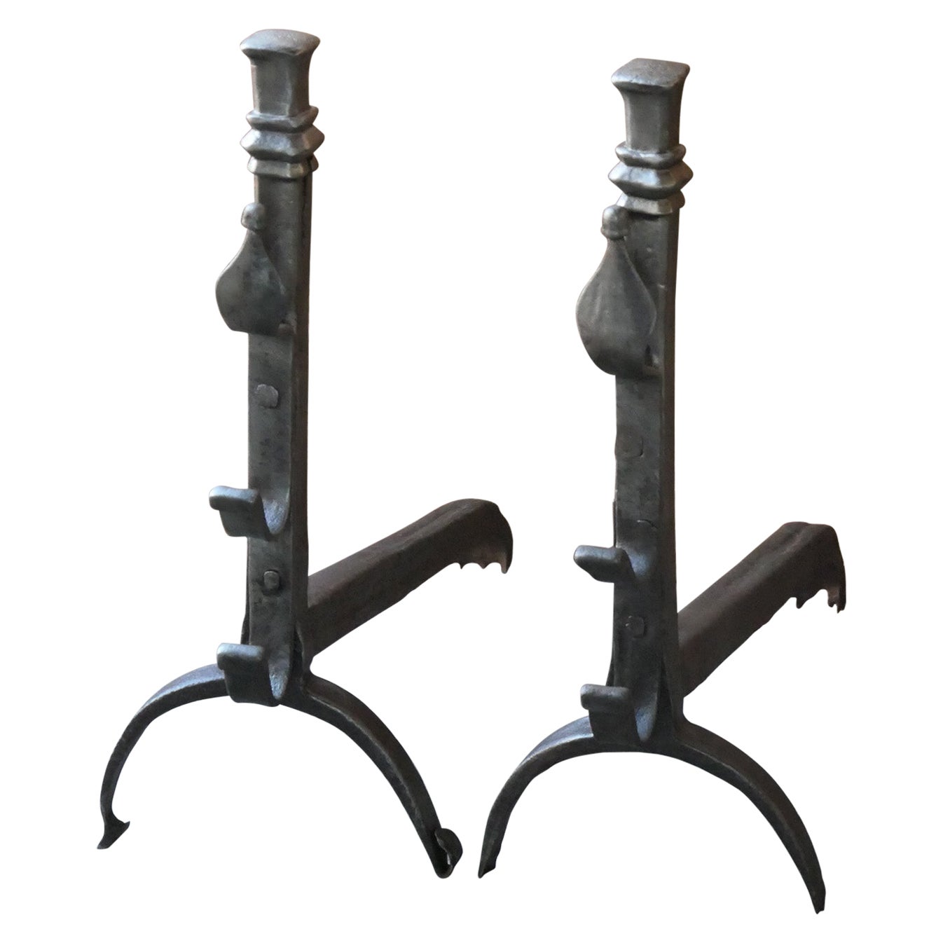 18th-19th Century French Neoclassical Period Andirons or Firedogs For Sale