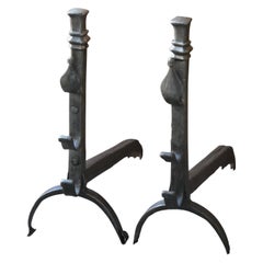 18th-19th Century French Neoclassical Period Andirons or Firedogs