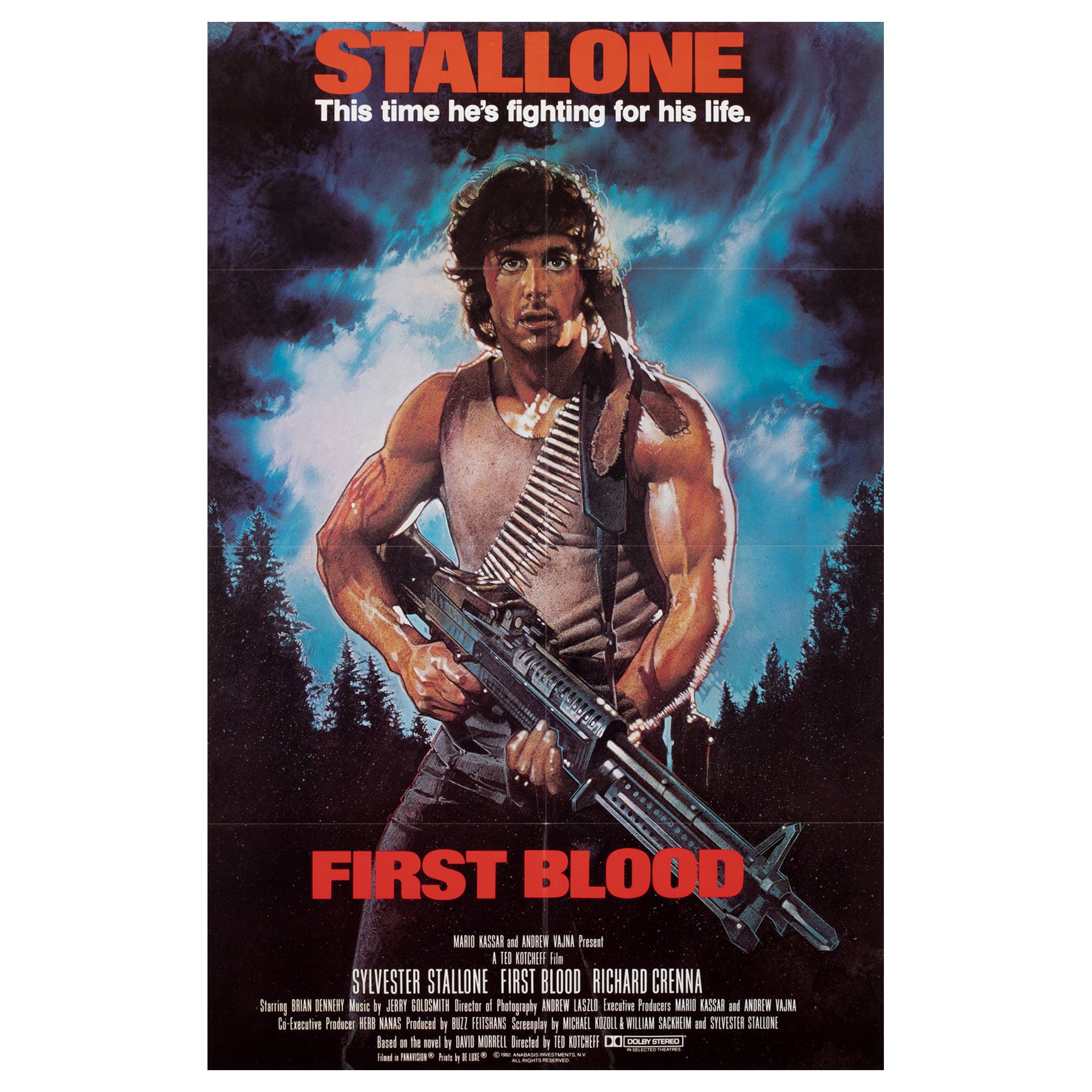 FIRST BLOOD RAMBO 1982 US 1 Blatt Filmplakat, DREW STRUZAN im Angebot