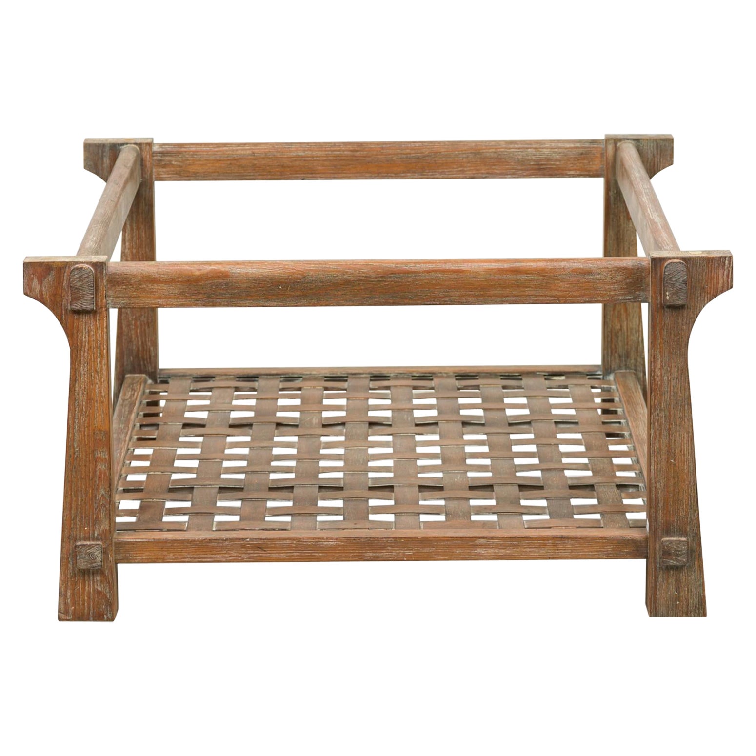 Jamie Herzlinger American Cerused Wood and Caned Low Coffee Table Frame
