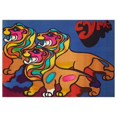 Affiche du cirque polonais, Cyrk 3 Lions, 1970, Jodlowski