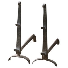 17th Century Louis XIII Andirons, Firedogs, Landiers