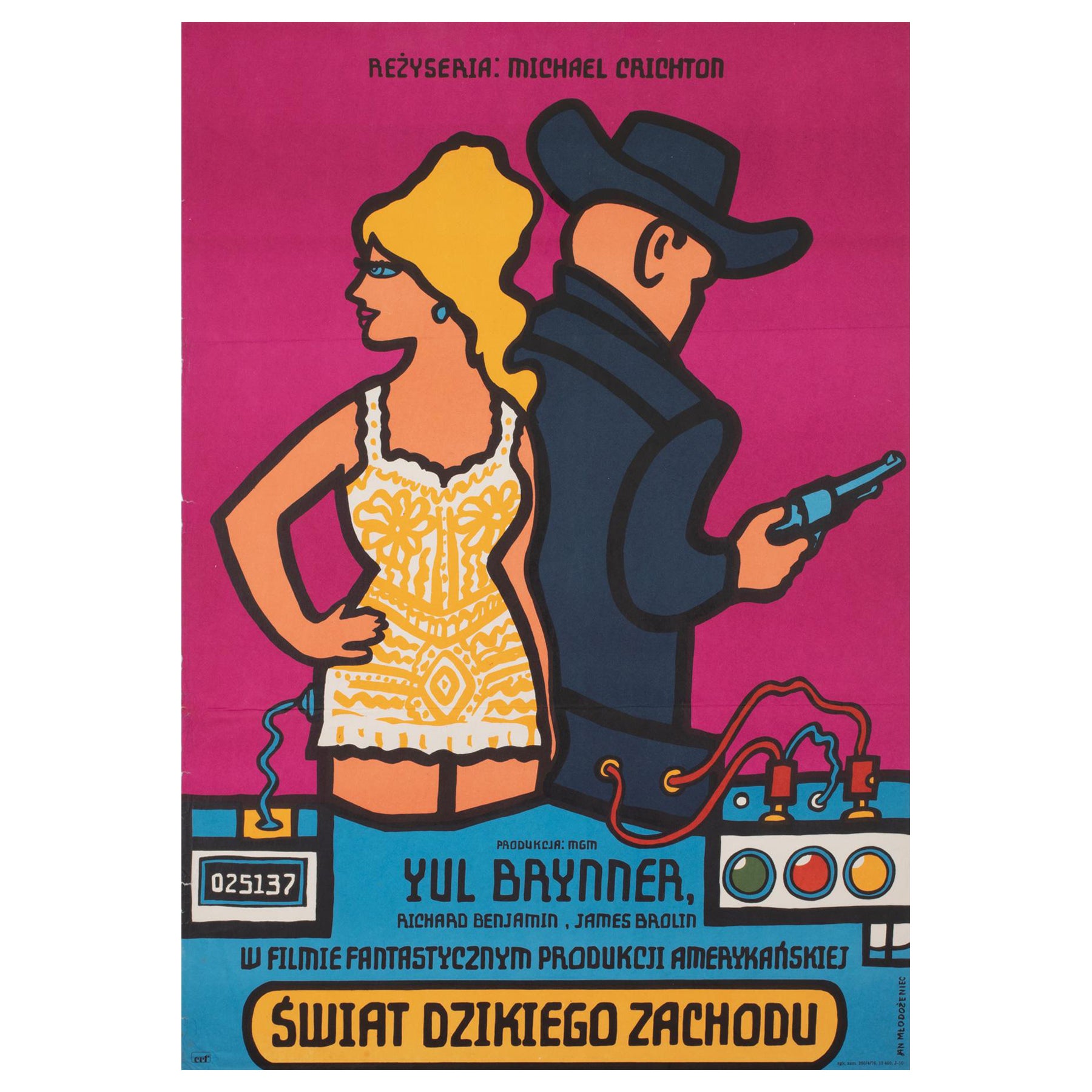 Westworld, Polish Film Movie Poster, Mlodozeniec, 1976 For Sale