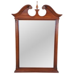 Retro Cherry Traditional Chippendale Beveled Glass Over Mantel Wall Mirror 52"
